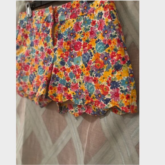 Floral Colorful Dress Shorts with Scalloped Detail - Picture 6 of 7